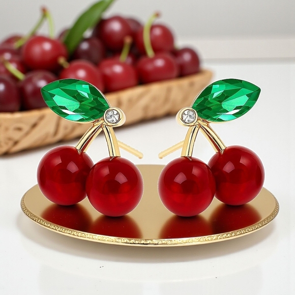 🆕️Cute Cherry Stud Earrings ✨Dainty & Minimalist | 925 Sterling Silver Posts 🍒 - Picture 5 of 7